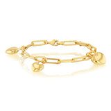9ct Yellow Gold Silverfilled Heart Charm 19.7cm Bracelet