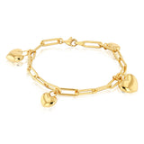 9ct Yellow Gold Silverfilled Heart Charm 19.7cm Bracelet