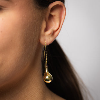 9ct Yellow Gold Silverfilled Teardrop Threader Earrings