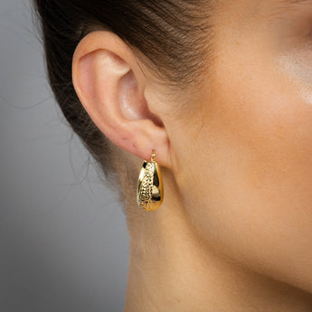 9ct Yellow Gold Silverfilled Diamond Cut Creole Hoop Earrings