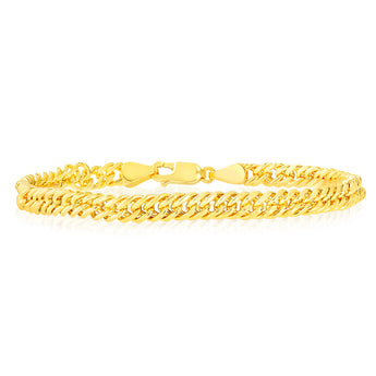 9ct Yellow Gold Silverfilled Double Concave 100 Gauge Curb 19cm Bracelet