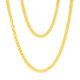 9ct Yellow Gold Silver Filled Double Concave 100 Gauge Curb 50cm Chain