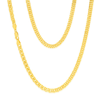 9ct Yellow Gold Silver Filled Double Concave 100 Gauge Curb 50cm Chain