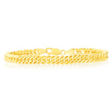 9ct Yellow Gold Silverfilled Double Conclave 120 Gauge Curb 21cm Bracelet