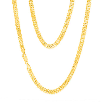 9ct Yellow Gold Silver Filled Double Concave 120 Gauge Curb 55cm Chain