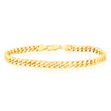9ct Yellow Gold 140 Gauge Light Miami 21cm Bracelet