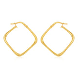 9ct Yellow Gold Silverfilled Square Hoop Earrings