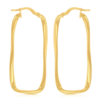 9ct Yellow Gold Silverfilled Rectangular Hoop Earrings