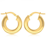 9ct Yellow Gold Silverfilled Polished Broad 10mm Hoop Earrings