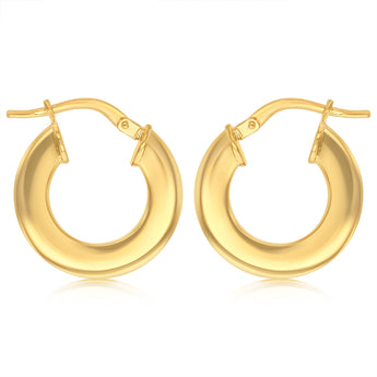 9ct Yellow Gold Silverfilled Polished Broad 10mm Hoop Earrings