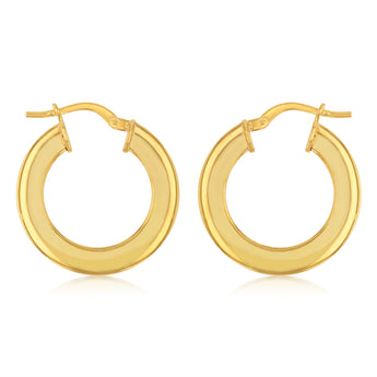 9ct Yellow Gold Silverfilled Polished Broad 15mm Hoop Earrings