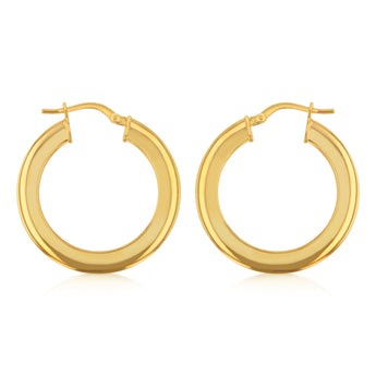 9ct Yellow Gold Silverfilled Polished Broad 20mm Hoop Earring