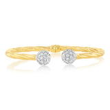 9ct Yellow Gold Silverfilled Diamond Cut Round End Twisted Open Bangle