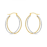 9ct Yellow And White Gold Two Tone Silverfilled Tube Earrings