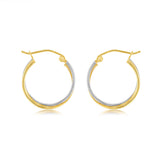 9ct Yellow And White Two Tone Gold Silverfilled Fany 17 X 19mm Hoop Earrings