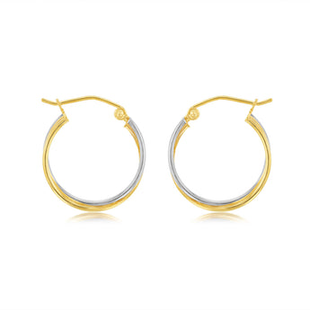 9ct Yellow And White Two Tone Gold Silverfilled Fany 17 X 19mm Hoop Earrings