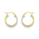 9ct Yellow And White Gold Two Tone Silverfilled Polished Twisted 16 X 20mm Hoop Earrings