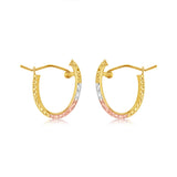 9ct Yellow White And Rose Gold Tricolour Silverfilled Diamond Cut Earrings