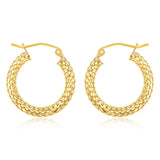 9ct Yellow Gold Silverfilled Mesh Diamond Cut 3 X 20mm Hoop Earrings