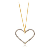 9ct Yellow Gold Silverfilled Crystals On Heart Cut Out Pendant