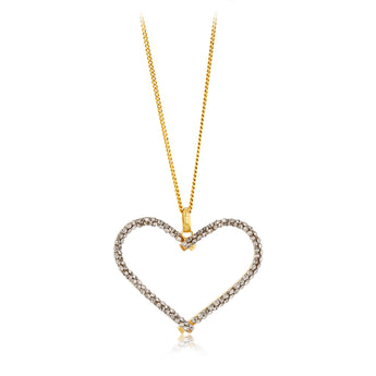 9ct Yellow Gold Silverfilled Crystals On Heart Cut Out Pendant