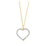 9ct Yellow Gold Silverfilled Crystals On Heart Cut Out Pendant