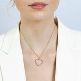 9ct Yellow Gold Silverfilled Crystals On Heart Cut Out Pendant