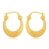9ct Yellow Gold Silverfilled Textured Creole Hoop Earrings