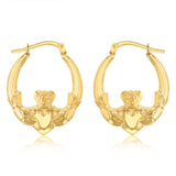 9ct Yellow Gold Silverfilled Claddagh Hoop Earrings