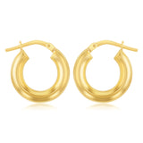 9ct Yellow Gold Silverfilled Polished Tube 15mm (External) Hoop Earrings