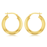 9ct Yellow Gold Silverfilled Polished Tube 20mm (External) Hoop Earrings