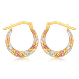 9ct Multitone Gold Silverfilled Twisted Creole Hoop Earrings