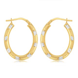 9ct Yellow Gold Silverfilled Patterned Hoop Earrings