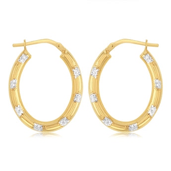 9ct Yellow Gold Silverfilled Patterned Hoop Earrings