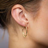 9ct Yellow Gold Silverfilled Textured Twisted Hoop Earrings