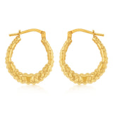 9ct Yellow Gold Silverfilled Patterned Creole Hoop Earrings