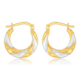 9ct Two Tone Gold Silverfilled Twisted Creole Hoop Earrings