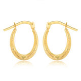 9ct Yellow Gold Silverfilled Heart Pattern Hoop Earrings