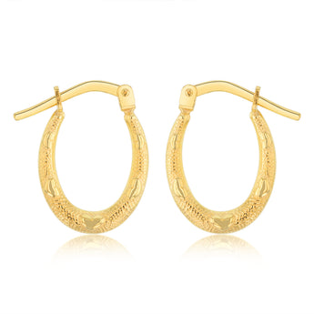 9ct Yellow Gold Silverfilled Heart Pattern Hoop Earrings