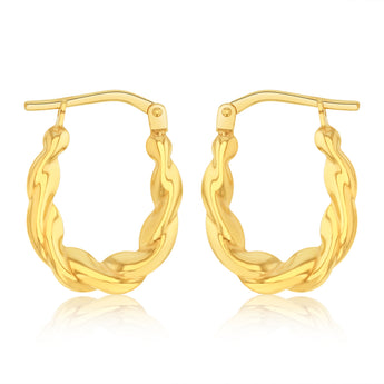 9ct Yellow Gold Silverfilled Twisted Hoop Earrings