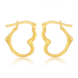 9ct Yellow Gold Silverfilled Heart Shaped Hoop Earrings
