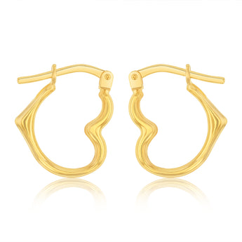 9ct Yellow Gold Silverfilled Heart Shaped Hoop Earrings