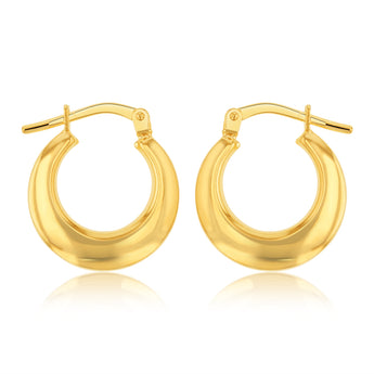 9ct Yellow Gold Silverfilled Polished Creole Hoop Earrings