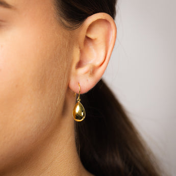9ct Yellow Gold Silverfilled Polished Teardrop Hook Earrings