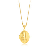 9ct Yellow Gold Silverfilled Oval Engraved Locket Pendant