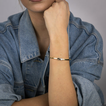 9ct Two Tone Yellow And White Gold Silverfilled Fancy Infinity Bangle