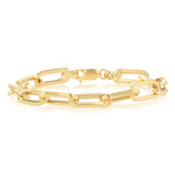 9ct Yellow Gold Silverfilled Solid Paperclip 20cm Bracelet
