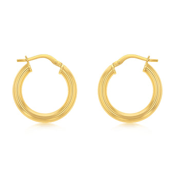 9ct Yellow Gold Silverfilled Hollow 15mm Hoop Earrings