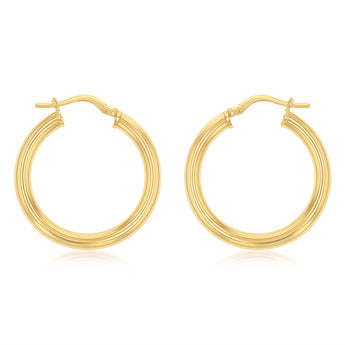 9ct Yellow Gold Silverfilled Hollow 20mm Hoop Earrings