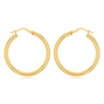 9ct Yellow Gold Silverfilled Hollow 25mm Hoop Earrings